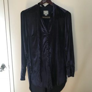 Blue velvet button down